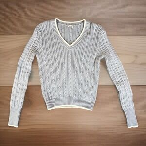 Brandy Melville John Galt Cable Knit Sweater Coastal Blue Nautical 100% Cotton